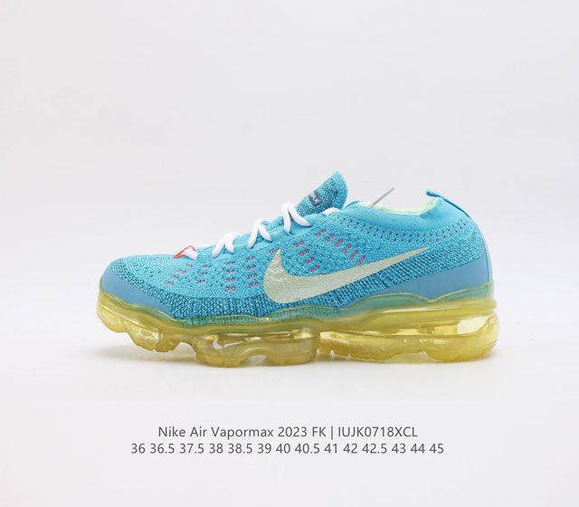 公司级nk Vapormax 2023 Flyknit 耐克2023飞织透气休闲全掌大气垫跑鞋 鞋款鞋面依然采用flyknit材质提供出色的舒适度和透气性 除了