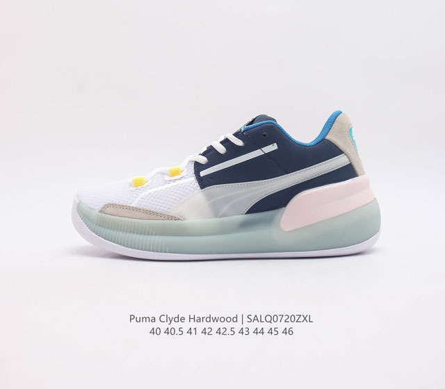 彪马库兹马 Puma Clyde Hardwood 复古低帮缓震透气实战篮球鞋男士运动鞋 这双鞋很大的特征就是后半部分的皮质鞋面 皮质鞋面对脚的包覆真的有那