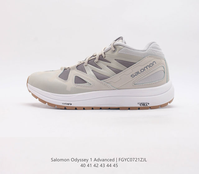 萨洛蒙 Salomon Odyssey 1 Advanced Beige Khaki 奥德赛一代系列低帮户外全地形徒步休闲运动鞋 奶白卡其 货号 4164