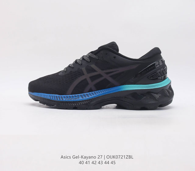 Asics 亚瑟士 Kayano 27代 男士夜跑专业跑鞋gel-Kayano 27 宽楦版 鞋面采用提花网布鞋面 具有良好的伸展性 支撑性和透气性 后跟稳定片