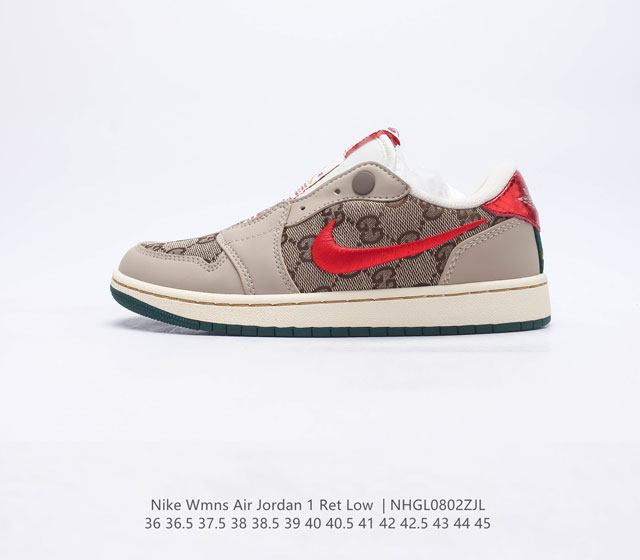 耐克 乔丹Nike Air Jordan 1 Ret Low Sli 低帮AJ 1 刺绣logo 一脚蹬 黑脚趾 AJ1 乔丹1代 一代 aj1 乔1 刺绣勾