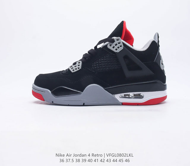 耐克 乔丹Nike Air Jordan 4 AJ4代复古休闲运动文化篮球鞋。秉承轻量化的速度型篮球鞋设计思想完成设计，降低重量的同时提升舒适度，中底延续前作使