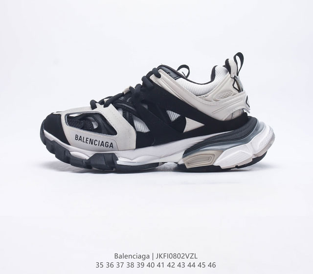 纯原巴黎世家Balenciaga 巴黎世家Tripe S Clear Sole 低帮气垫运动鞋 拼接式鞋面 侧面配金属质感网眼布 内面配有额外金属光泽饰件 柔软