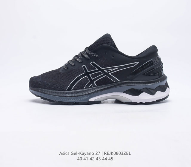 ASICS 亚瑟士 KAYANO 27代 男士夜跑专业跑鞋Gel-Kayano 27 宽楦版 鞋面采用提花网布鞋面 具有良好的伸展性 支撑性和透气性 后跟稳定片