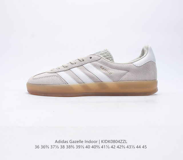 真标 阿迪达斯 Adidas Originals Gazelle Indoor 复古三叶草防滑透明橡胶板鞋经典运动鞋这款经典鞋,忠于原版设计,缀撞色三条纹和鞋