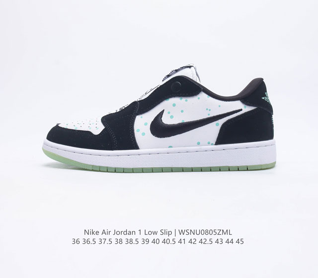 耐克 乔丹Nike Air Jordan 1 Ret Low Slip 低帮AJ 1 刺绣logo 一脚蹬 黑脚趾 AJ1 乔丹1代 一代 aj1 乔1 刺绣勾