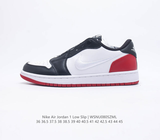 耐克 乔丹Nike Air Jordan 1 Ret Low Slip 低帮AJ 1 刺绣logo 一脚蹬 黑脚趾 AJ1 乔丹1代 一代 aj1 乔1 刺绣勾