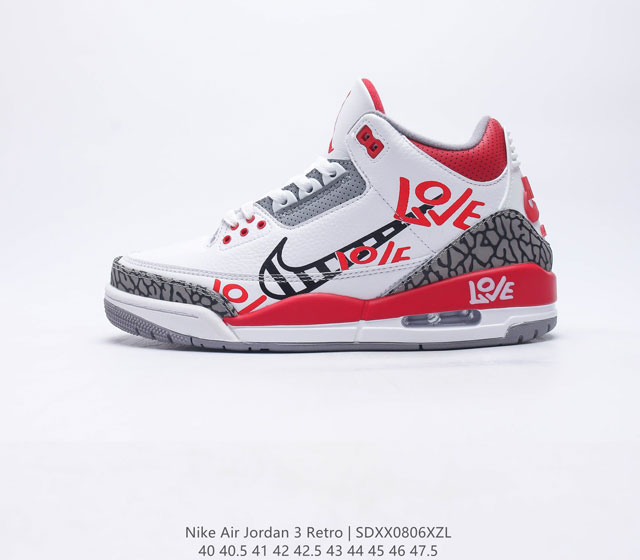 公司级 Air Jordan 3 Retro 迈克尔 乔丹AJ3代中帮复古休闲运动文化篮球鞋 采用头层荔枝纹皮革鞋面材质#原厂流水成型工艺 厂级拉帮注胶效果 货