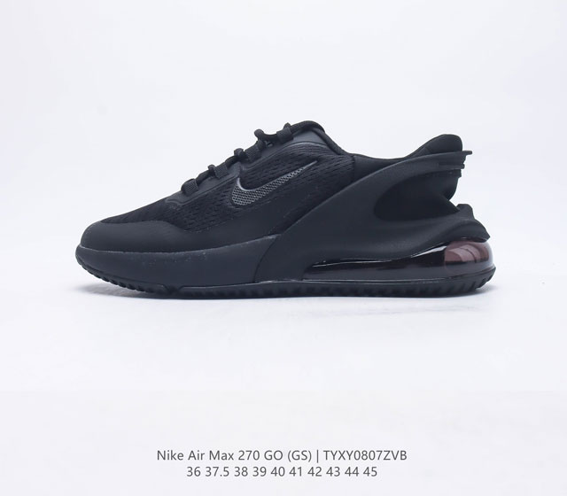 耐克Nk Air Max 270 GO GS 2023新款气垫透气跑鞋 男女运动鞋鞋身大面积网眼材质 满足透气性需求 中底搭载一块与AirMax270类似的超大