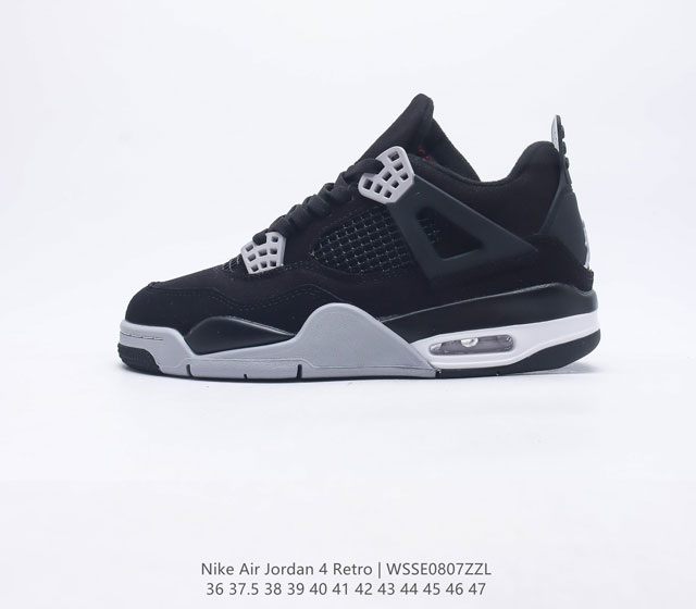 耐克 乔丹Nike Air Jordan 4 AJ4代复古休闲运动文化篮球鞋 秉承轻量化的速度型篮球鞋设计思想完成设计 降低重量的同时提升舒适度 中底延续前作使