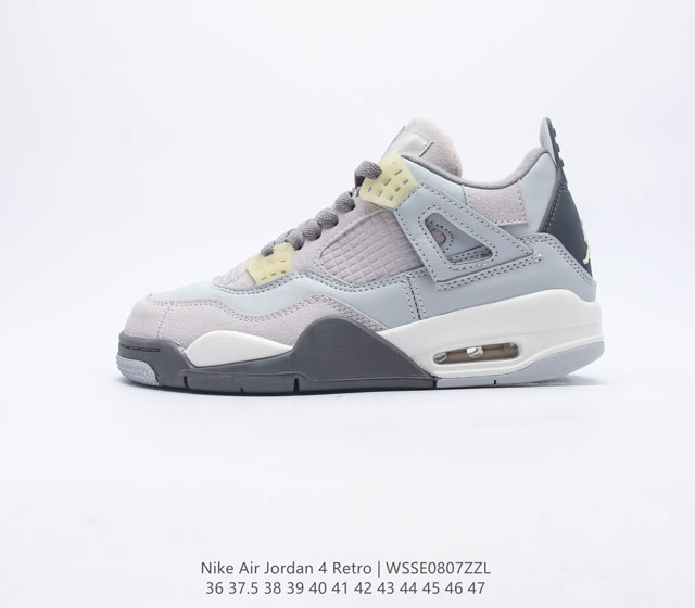 耐克 乔丹Nike Air Jordan 4 AJ4代复古休闲运动文化篮球鞋 秉承轻量化的速度型篮球鞋设计思想完成设计 降低重量的同时提升舒适度 中底延续前作使