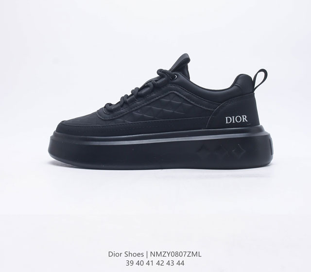 Dior Shoes 迪奥高奢品牌小白鞋 时尚板鞋 舒适脚感 厚底增高锯齿抗磨底 休闲百搭板鞋男士运动鞋 码数 39-44编码 NMZY0807ZML