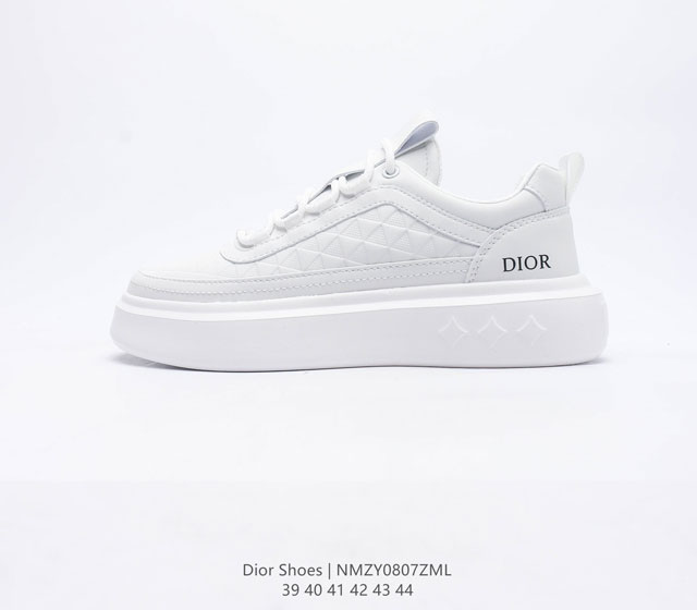 Dior Shoes 迪奥高奢品牌小白鞋 时尚板鞋 舒适脚感 厚底增高锯齿抗磨底 休闲百搭板鞋男士运动鞋 码数 39-44编码 NMZY0807ZML