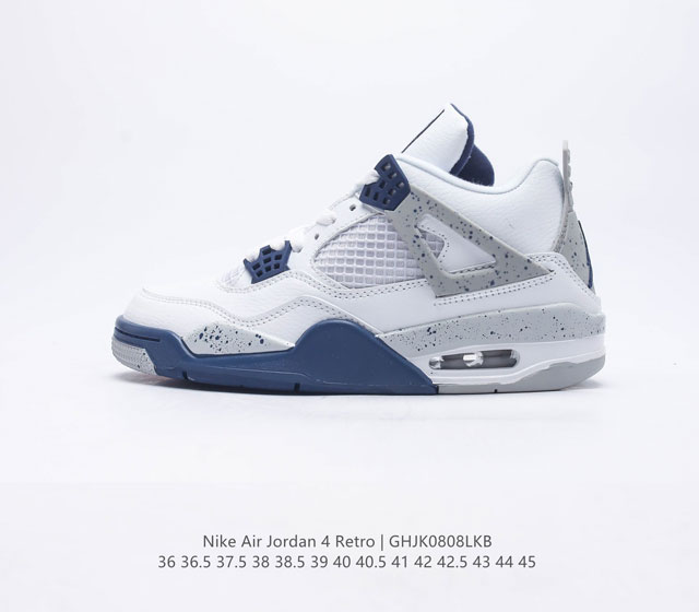 耐克 乔丹Nike Air Jordan 4 AJ4代复古休闲运动文化篮球鞋 秉承轻量化的速度型篮球鞋设计思想完成设计 降低重量的同时提升舒适度 中底延续前作使