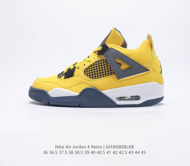 耐克 乔丹Nike Air Jordan 4 AJ4代复古休闲运动文化篮球鞋 秉承轻量化的速度型篮球鞋设计思想完成设计 降低重量的同时提升舒适度 中底延续前作使