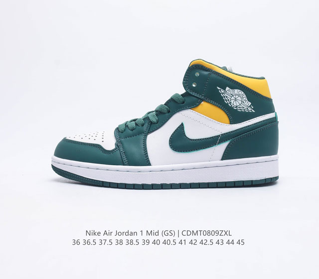 耐克 NIKE AIR JORDAN 1 MID 男女子篮球鞋时尚轻盈板鞋AJ1乔1运动鞋 乔丹一代 高帮复古休闲篮球鞋 AIR JORDAN 1 MID 搭载