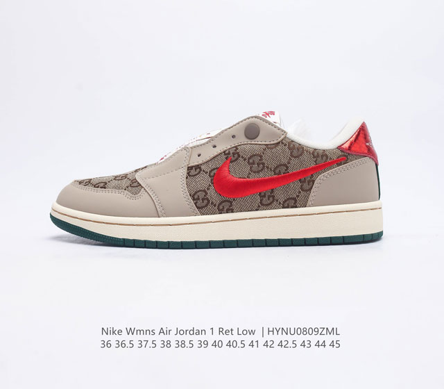 耐克 乔丹Nike Air Jordan 1 Ret Low Slip 低帮AJ 1 刺绣logo 一脚蹬 黑脚趾 AJ1 乔丹1代 一代 aj1 乔1 刺绣勾