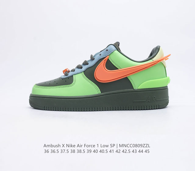 Ambush x Nk Air Force 1'07 Low 耐克 空军一号 AF1 低帮休闲板鞋 鞋面采用了优质原厂皮革标志性的 Swoosh 延伸至鞋跟之外