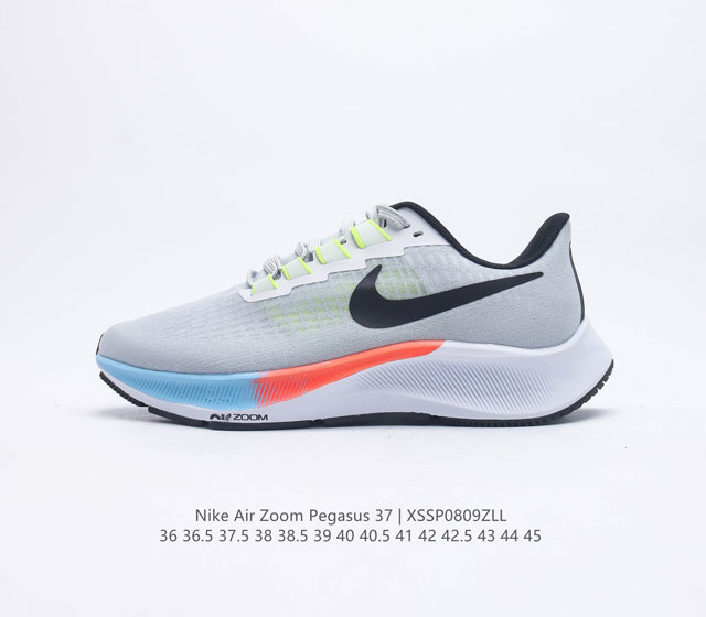 耐克 Nike Air Zoom Pegasus 37 登月跑鞋登月37代 马拉松 透气缓震疾速跑鞋采用透气网眼鞋面搭配外翻式鞋口 为脚跟区域营造出色舒适度 而