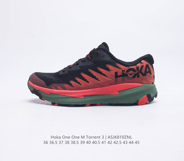 Hoka One One 短程越野竞速越野跑步 Torrent 3 耐磨舒适轻量透气缓震轻便防滑训练运动跑步鞋户外防滑抓地 厚底针织鞋面透气徒步鞋专为您的脚型和