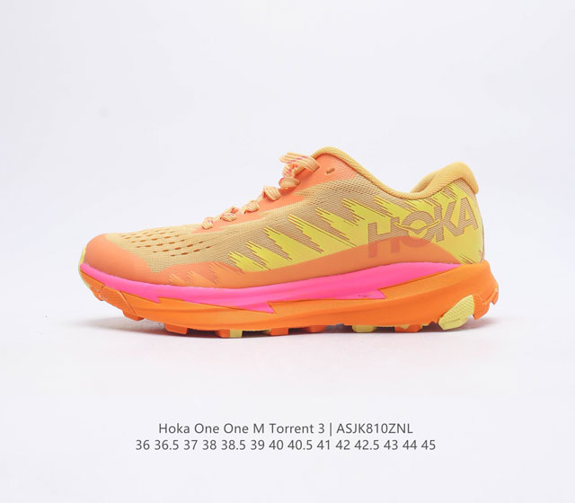 Hoka One One 短程越野竞速越野跑步 Torrent 3 耐磨舒适轻量透气缓震轻便防滑训练运动跑步鞋户外防滑抓地 厚底针织鞋面透气徒步鞋专为您的脚型和