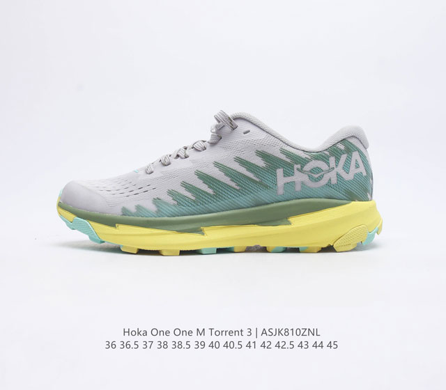 Hoka One One 短程越野竞速越野跑步 Torrent 3 耐磨舒适轻量透气缓震轻便防滑训练运动跑步鞋户外防滑抓地 厚底针织鞋面透气徒步鞋专为您的脚型和