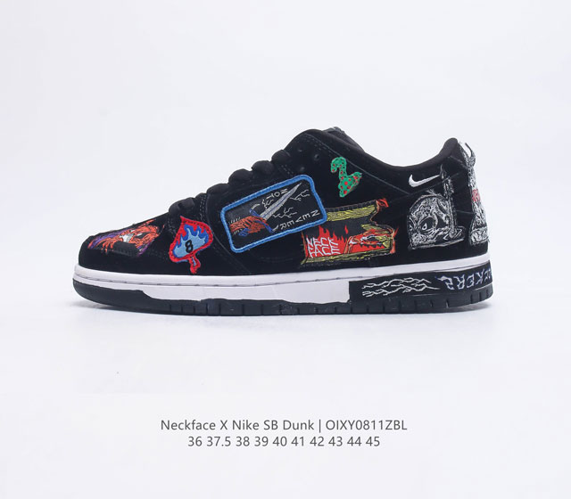 Neckface x Nike SB Dunk Low 黑色 万圣节此款鞋身布满各种涂鸦画风的妖魔鬼怪 正好是 Neckface 最擅长的风格 面目狰狞的骷髅