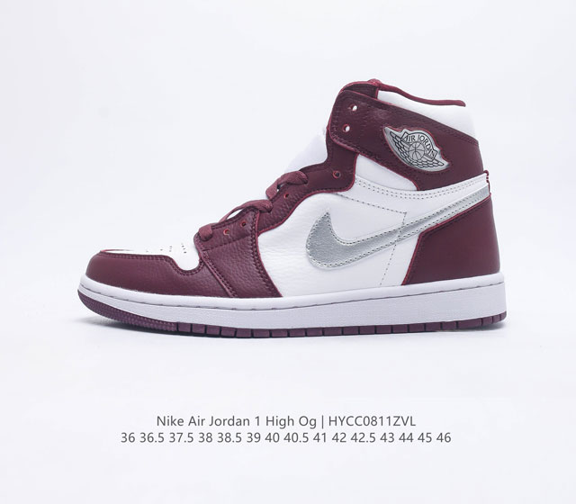 耐克 Nike Air Jordan 1 Retro High OG 乔丹一代篮球鞋复刻运动鞋 皮面高帮板鞋的设计灵感源自运动夹克 带你重温入选球队时刻 采用经