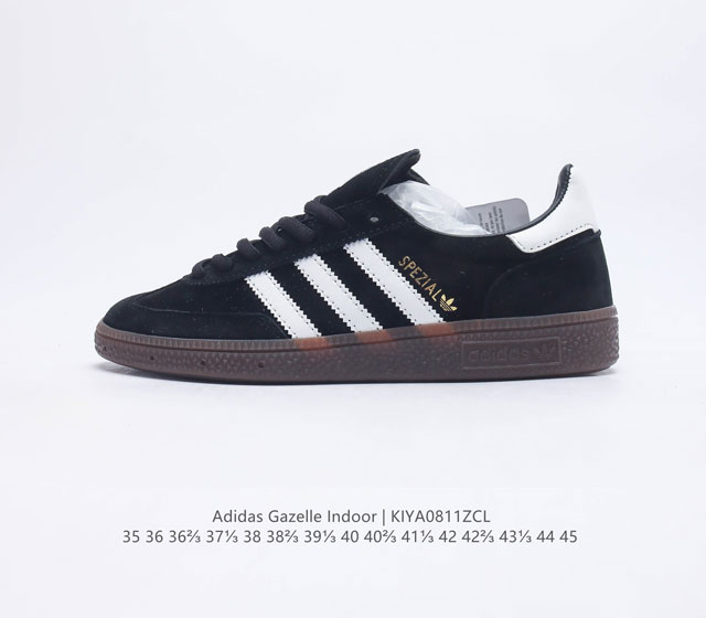 阿迪达斯 Adidas Originals Gazelle Indoor 复古三叶草防滑透明橡胶板鞋经典运动鞋这款经典鞋,忠于原版设计,缀撞色三条纹和鞋跟饰片