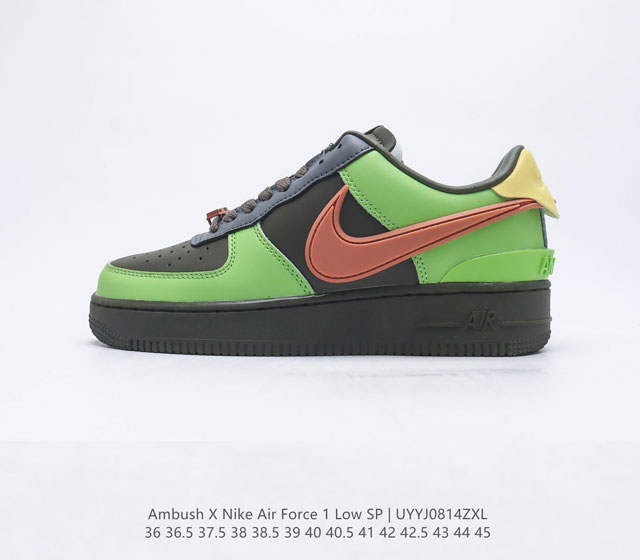 Ambush x Nk Air Force 1'07 Low 耐克 空军一号 AF1 低帮休闲板鞋 鞋面采用了优质原厂皮革标志性的 Swoosh 延伸至鞋跟之外