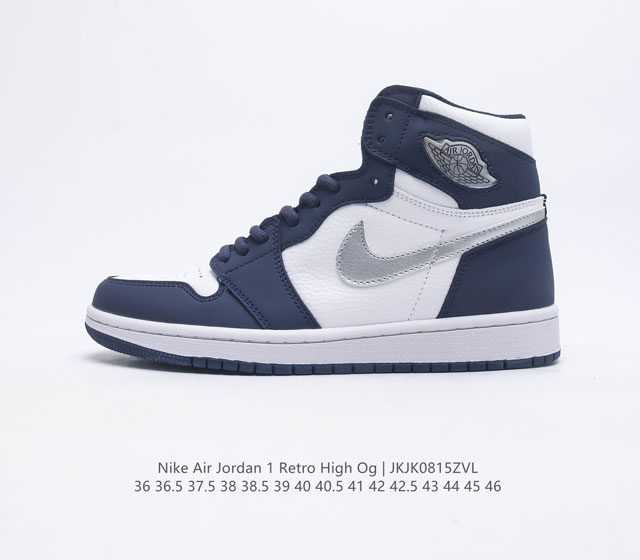 耐克 Nike Air Jordan 1 Retro High OG 乔丹一代篮球鞋复刻运动鞋 皮面高帮板鞋的设计灵感源自运动夹克 带你重温入选球队时刻 采用经