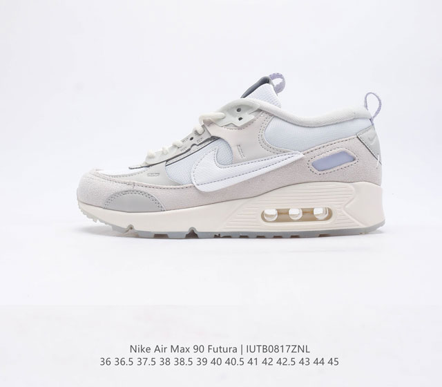 耐克 Nike Air Max90 Futura 运动鞋男女鞋--从设计到测试再到造型 脚趾周围的锯齿形边缘和部分浮动的Swoosh提供精心制作的奢华感 多道工