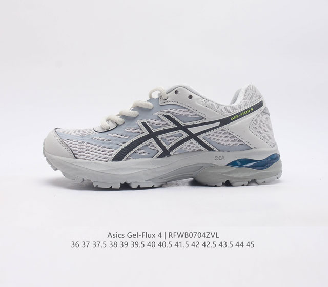 ASICS 亚瑟士 Gel-Flux 4 男女子运动鞋舒适跑鞋缓震透气跑步鞋 GEL-FLUX4采用的是新一代轻质网布面 大孔洞设计极具透气性 柔软包覆双脚 让