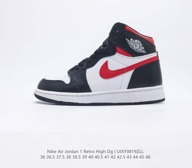 福利特价 耐克 Nike Air Jordan 1 Retro High OG 乔丹一代篮球鞋复刻运动鞋 皮面高帮板鞋的设计灵感源自运动夹克 带你重温入选球队