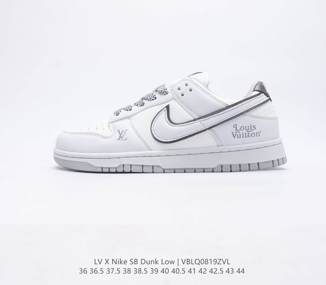 耐克Nike SB Dunk Low Pro x LV 路易威登 联名复古低帮休闲运动滑板板鞋 采用脚感柔软舒适ZoomAir气垫 有效吸收滑板等极限运动在落地