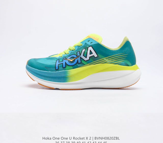 HOKA ONE ONE ROCKETX2 半透明蝉翼网眼透气跑步鞋男女款火箭X2 回弹轻量保护 碳板竞赛跑鞋HOKA 亮相 Rocket X2 这是他们性能最