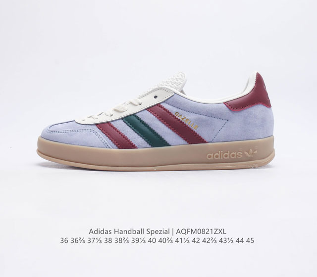 阿迪达斯 Adidas Originals Gazelle Indoor 复古三叶草防滑透明橡胶板鞋经典运动鞋这款经典鞋,忠于原版设计,缀撞色三条纹和鞋跟饰片