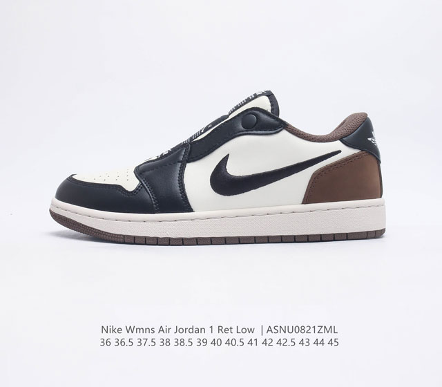 耐克 乔丹Nike Air Jordan 1 Ret Low Slip 低帮AJ 1 刺绣logo 一脚蹬 黑脚趾 AJ1 乔丹1代 一代 aj1 乔1 刺绣勾