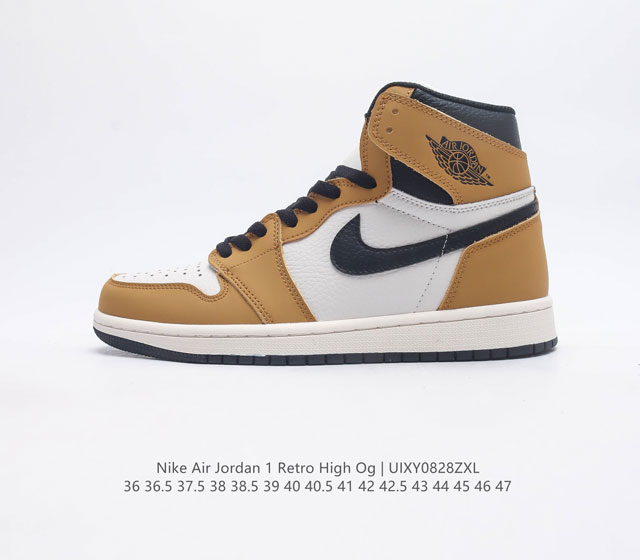 仿头层皮 耐克 Nike Air Jordan 1 Retro High Og 乔丹一代篮球鞋复刻运动鞋 皮面高帮板鞋的设计灵感源自运动夹克 带你重温入选球队时