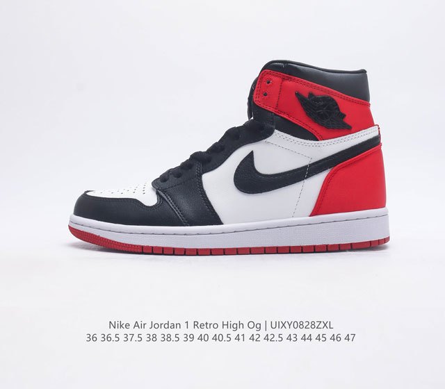 仿头层皮 耐克 Nike Air Jordan 1 Retro High Og 乔丹一代篮球鞋复刻运动鞋 皮面高帮板鞋的设计灵感源自运动夹克 带你重温入选球队时