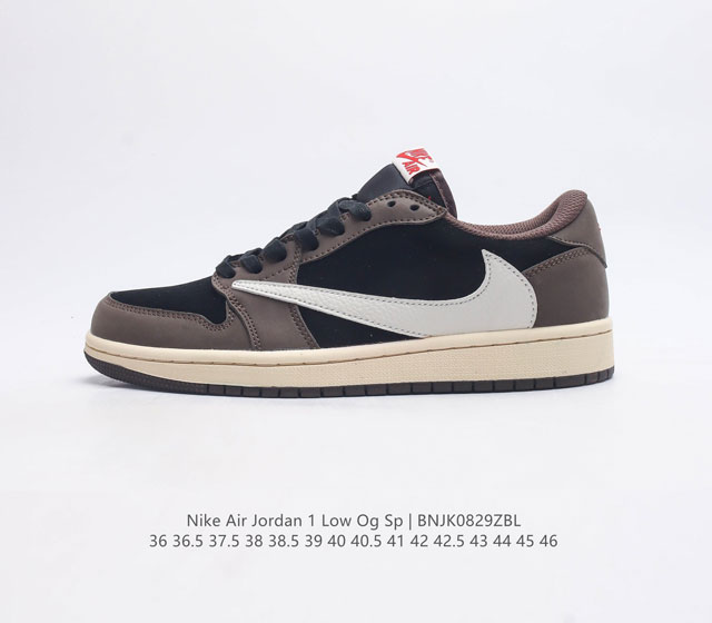 耐克运动鞋 Nike Air Jordan 1 Low Og Sp 倒勾 低帮篮球鞋 Aj1 乔丹1代 Aj1 乔1 反向脚趾复古运动鞋 亮点之处在于鞋侧的倒置