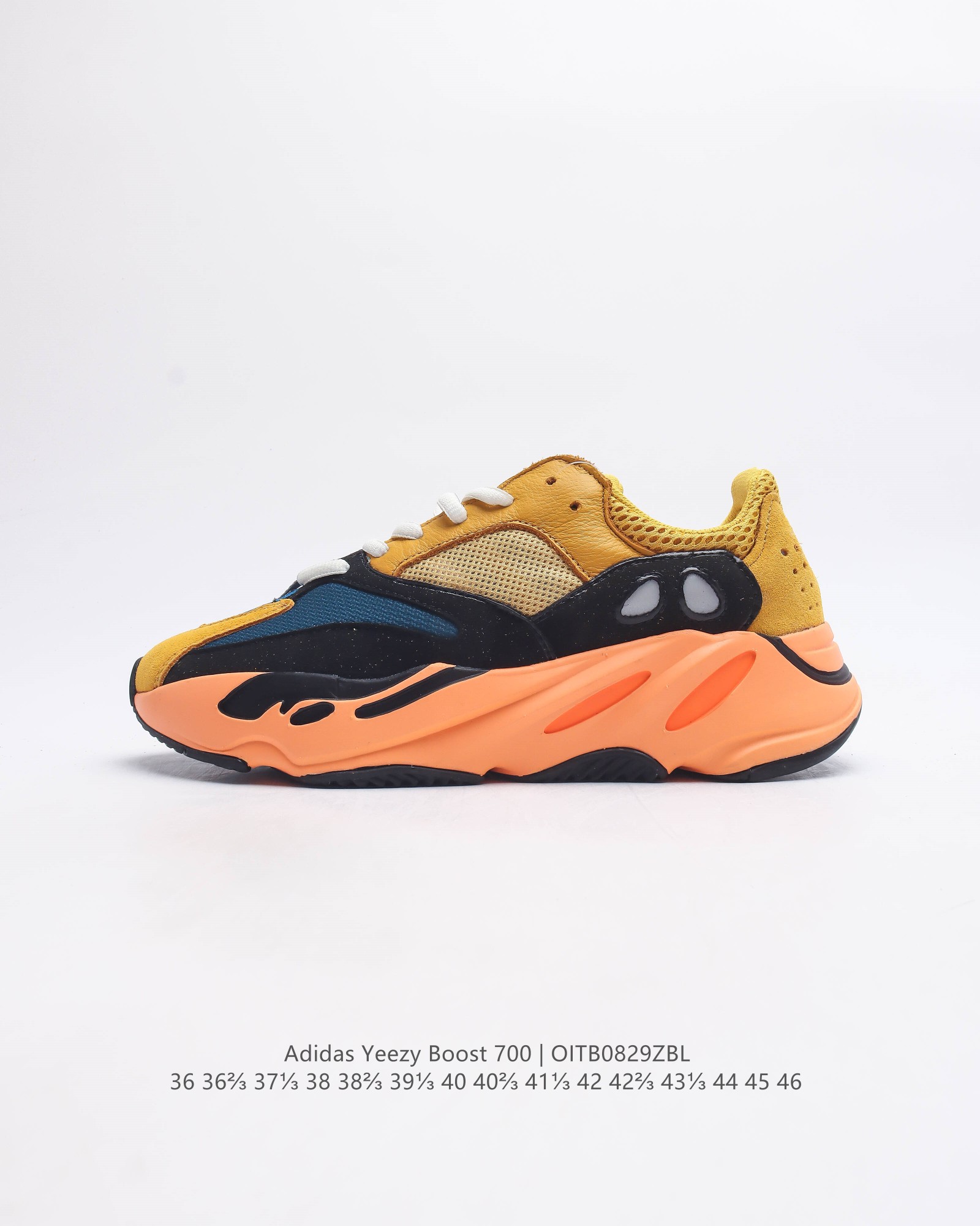 阿迪达斯 Adidas Yeezy Boost 椰子 700 限量3M休闲运动跑步鞋复古老爹鞋 鞋面由全粒面皮革和绒面革打造 部分网眼面料的使用提供了透气性结构