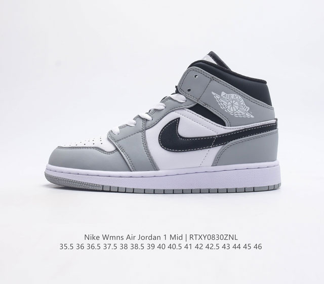 公司级 头层皮 耐克 Nike Air Jordan 1 Mid 男女子篮球鞋时尚轻盈板鞋aj1乔1运动鞋 乔丹一代 高帮复古休闲篮球鞋 Air Jordan