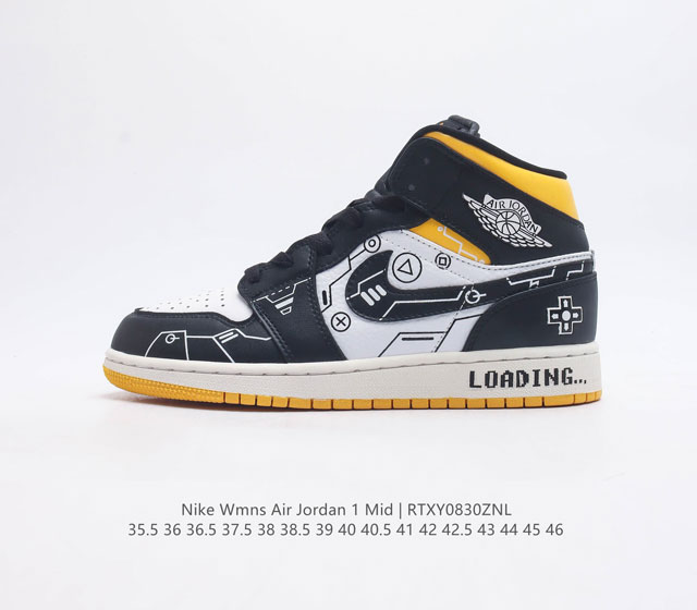 公司级 头层皮 耐克 Nike Air Jordan 1 Mid 男女子篮球鞋时尚轻盈板鞋aj1乔1运动鞋 乔丹一代 高帮复古休闲篮球鞋 Air Jordan