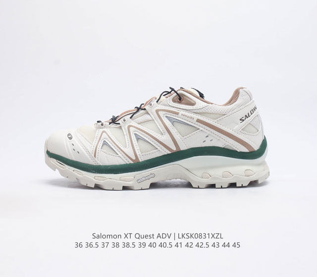 公司级 萨洛蒙 男女款 Salomon Xt-Quest Adv Beige 萨洛蒙 探索者系列户外越野跑鞋 鞋面采用sensifit贴合技术 全方位贴合包裹脚