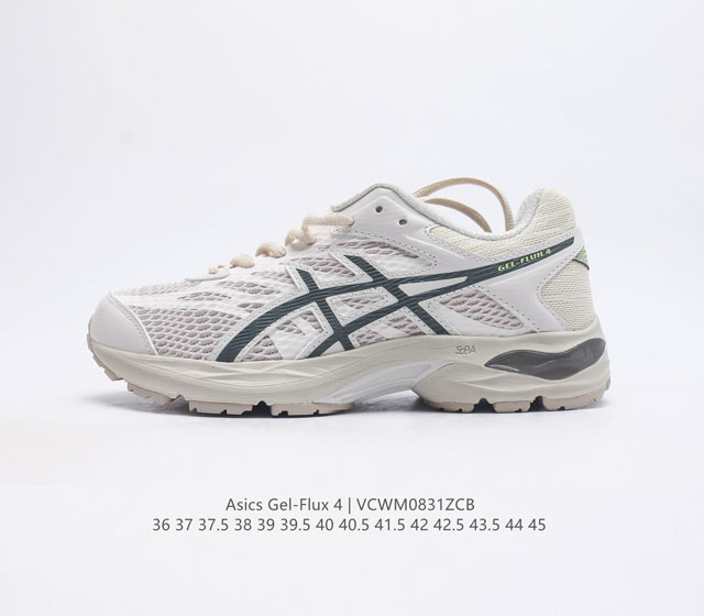 Asics 亚瑟士 Gel-Flux 4 男女子运动鞋舒适跑鞋缓震透气跑步鞋 Gel-Flux4采用的是新一代轻质网布面 大孔洞设计极具透气性 柔软包覆双脚 让