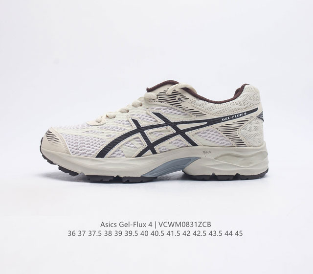 Asics 亚瑟士 Gel-Flux 4 男女子运动鞋舒适跑鞋缓震透气跑步鞋 Gel-Flux4采用的是新一代轻质网布面 大孔洞设计极具透气性 柔软包覆双脚 让