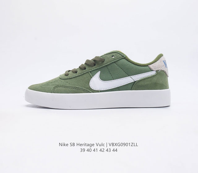 真标 耐克nike Sb Heritage Vulc 开拓者低帮休闲男士运动板鞋 复古拼接鞋面 时尚潮流百搭舒适透气耐磨防滑低帮 这款鞋向经典滑板鞋款致敬 绒面