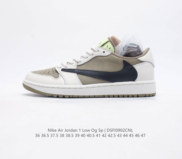 耐克运动鞋 Nike Air Jordan 1 Low Og Sp 倒勾 低帮篮球鞋 Aj1 乔丹1代 Aj1 乔1 反向脚趾复古运动鞋 亮点之处在于鞋侧的倒置