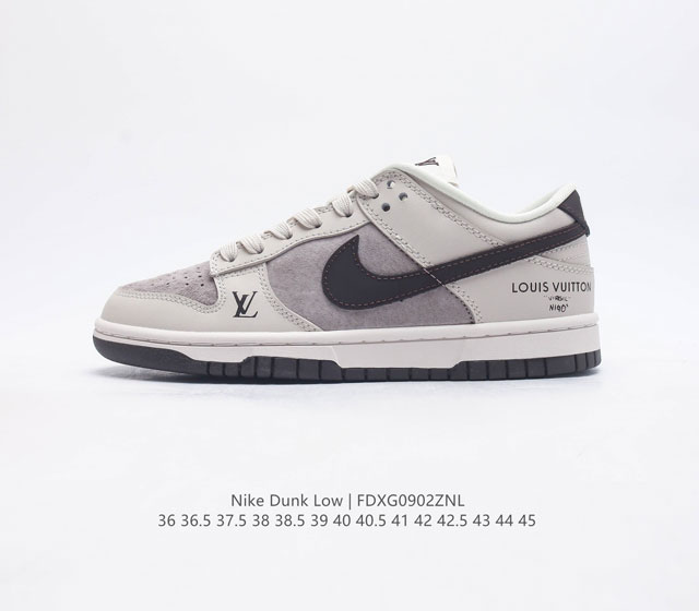 真标 耐克nike Sb Dunk Low Pro X Lv 路易威登 联名复古低帮休闲运动滑板板鞋 采用脚感柔软舒适zoomair气垫 有效吸收滑板等极限运动